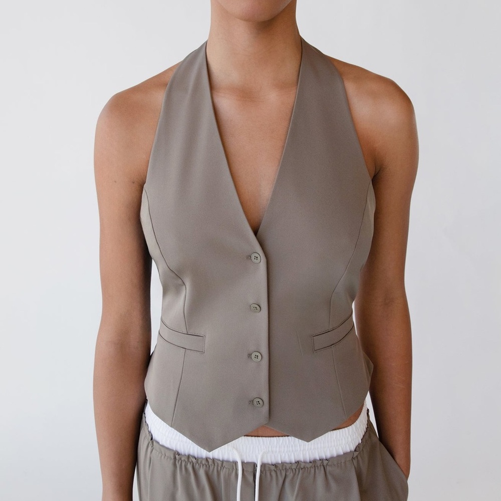 OAK + FORT Taupe Suiting Vest